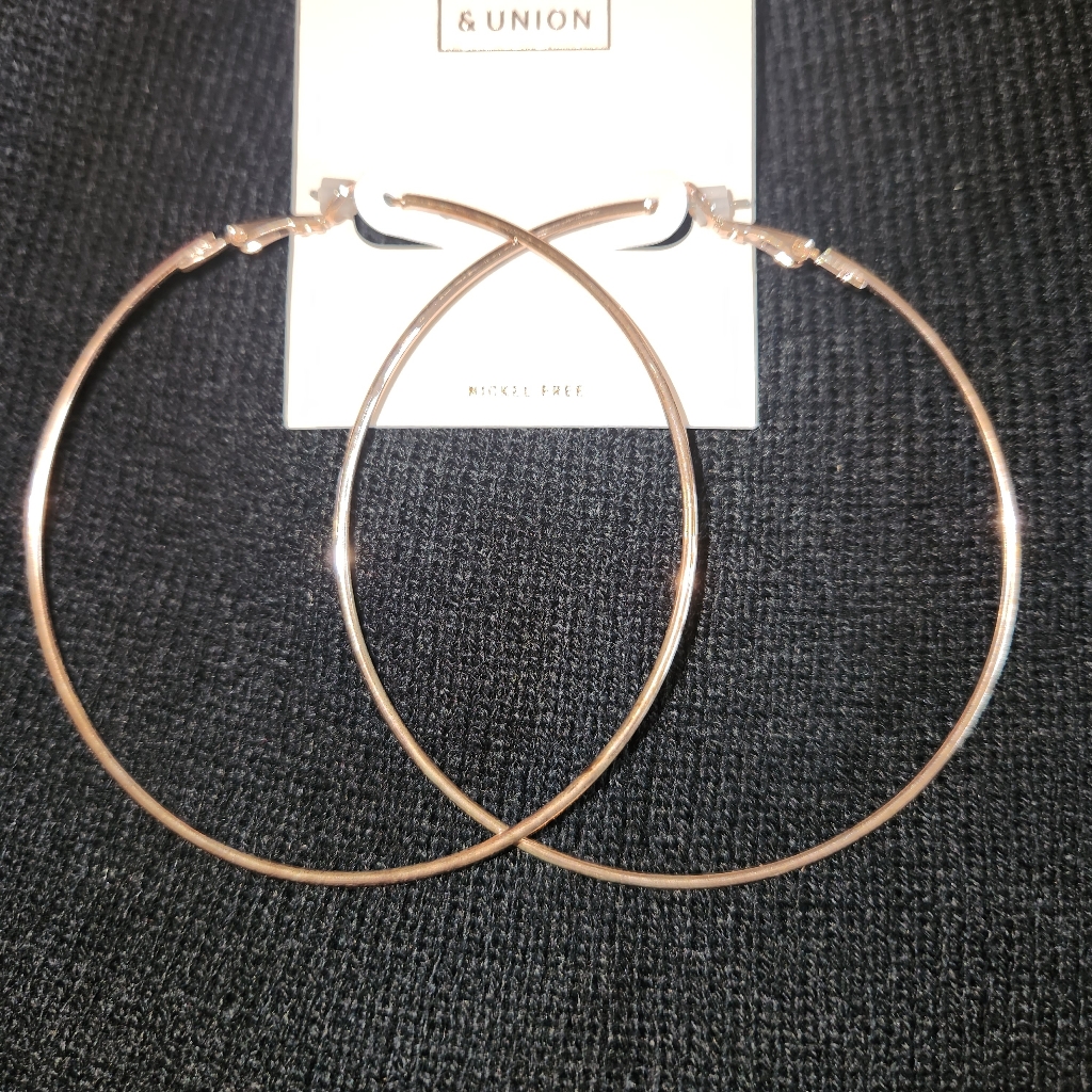 14th Union Rose Gold Tone 3 Hoop Earrings Nickle Free 10$
